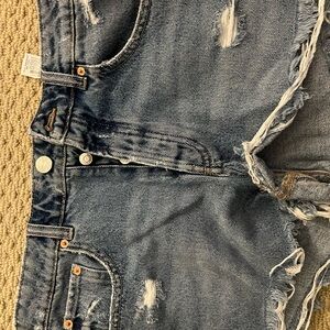 Zara Distressed Denim Shorts - Blue
